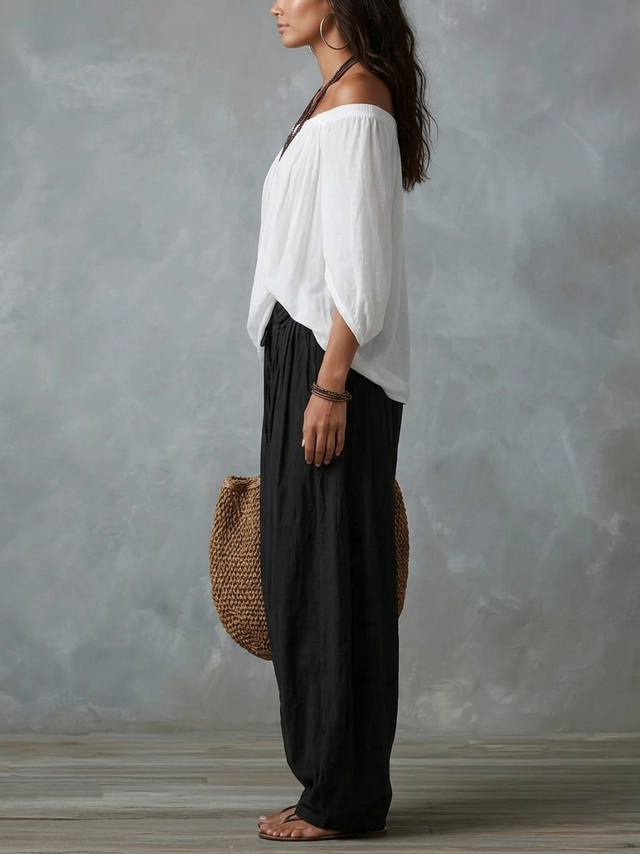 Luna | Conjunto de hombros descubiertos y pantalón fluido