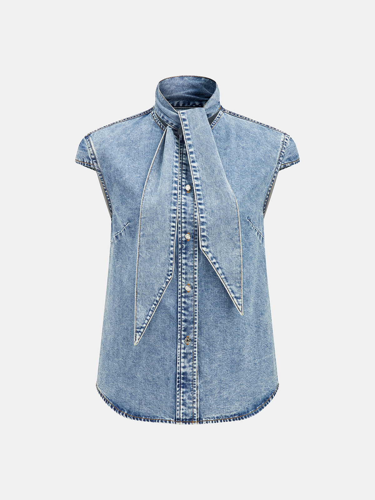 Vaelith - Top vaquero sin mangas con cuello y lazo