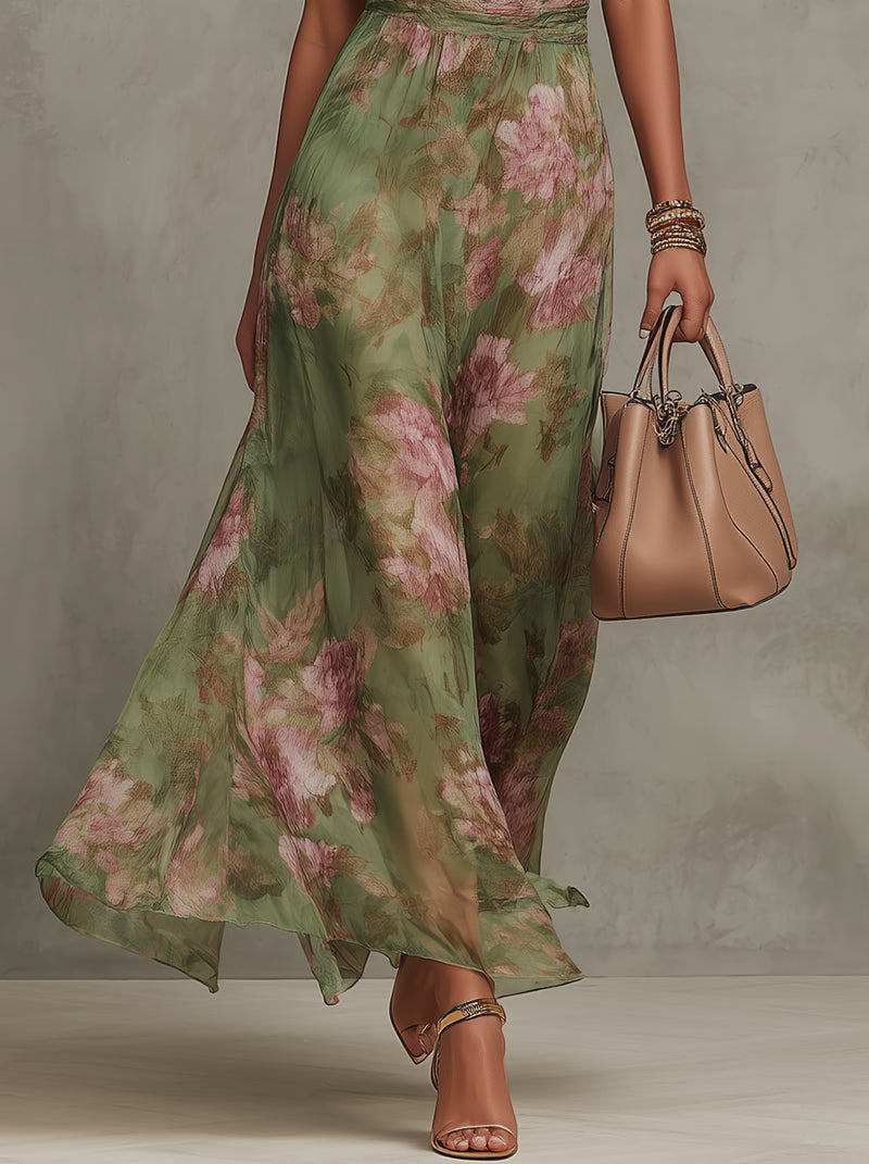 Aria - Vestido maxi botánico de elegancia natural