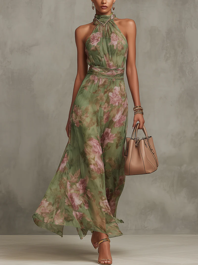 Aria - Vestido maxi botánico de elegancia natural