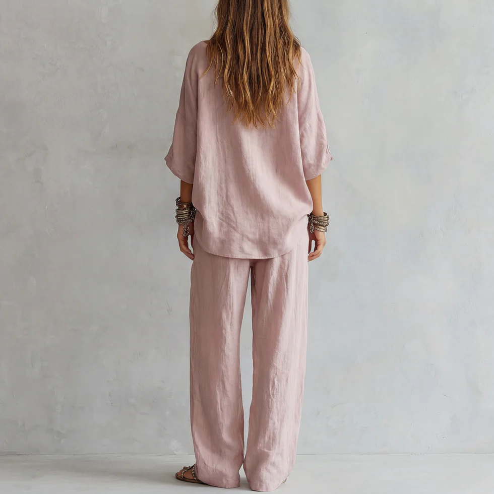 Gabriella | Conjunto de Hombros Descubiertos y Pantalón Palazzo