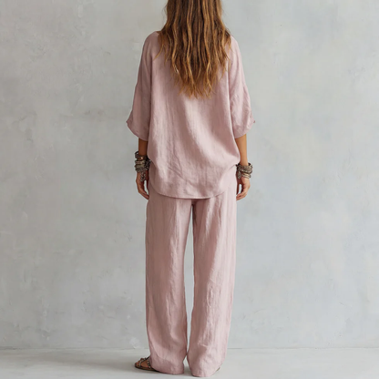 Gabriella | Conjunto de Hombros Descubiertos y Pantalón Palazzo