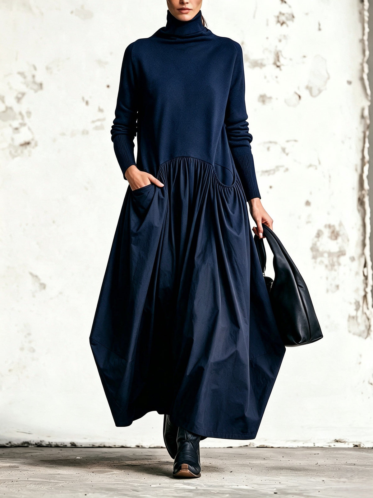 Ophélie - Robe Longue à Col Montant