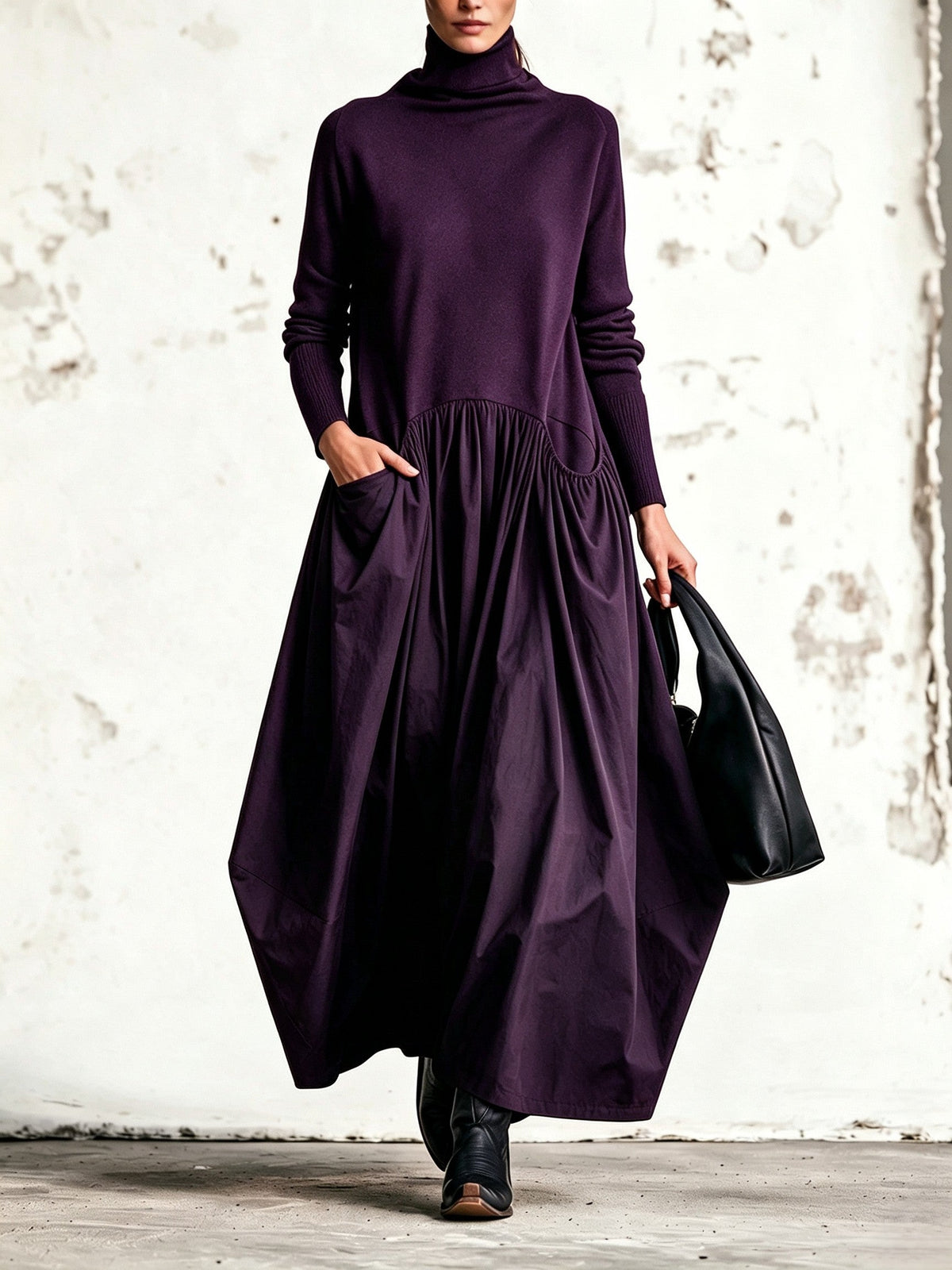 Ophélie - Robe Longue à Col Montant
