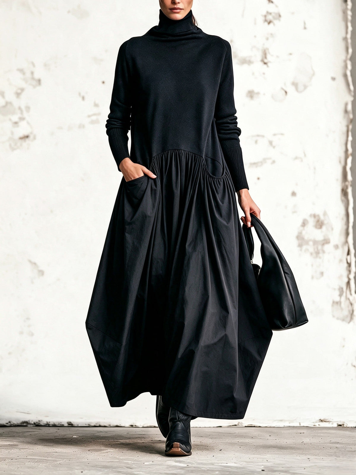 Ophélie - Robe Longue à Col Montant