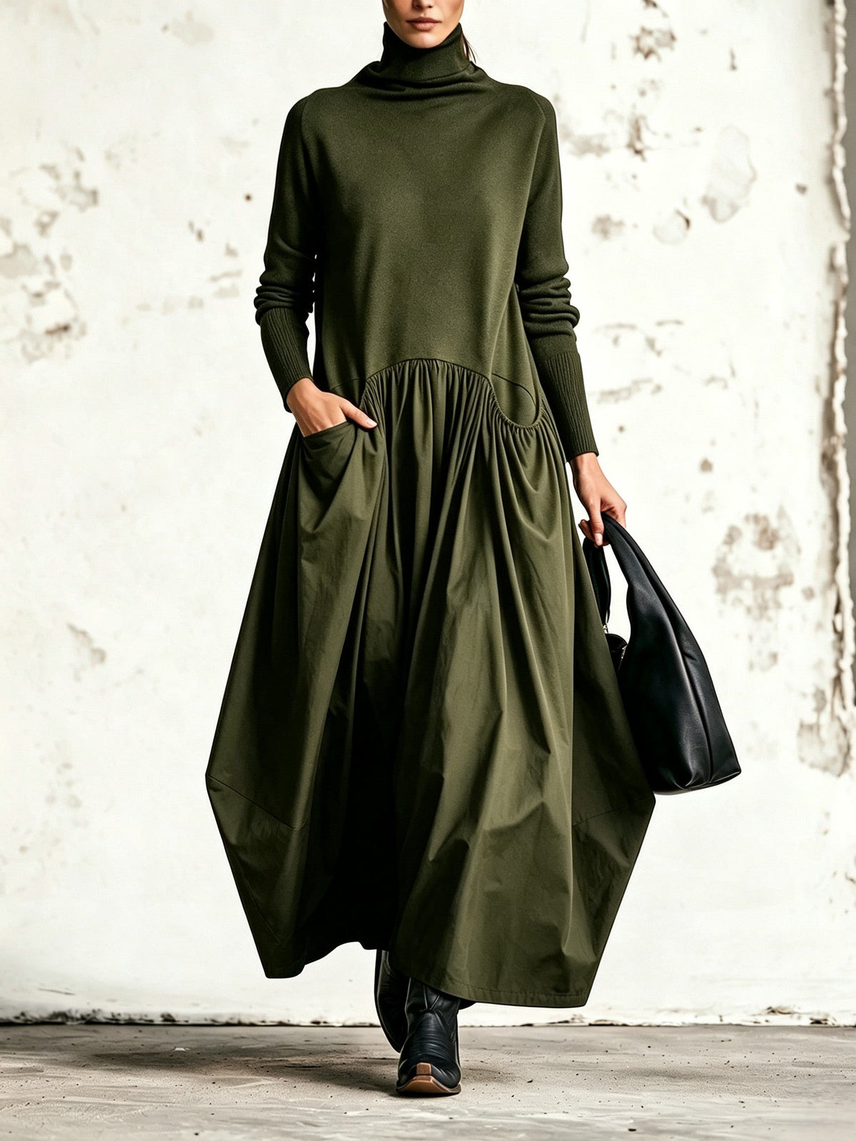 Ophélie - Robe Longue à Col Montant